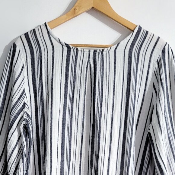 Bryn Walker Womens Boat Neck Shift Dress Size L Cotton Gauze Stripe 3/4 Sleeve - Picture 3 of 12